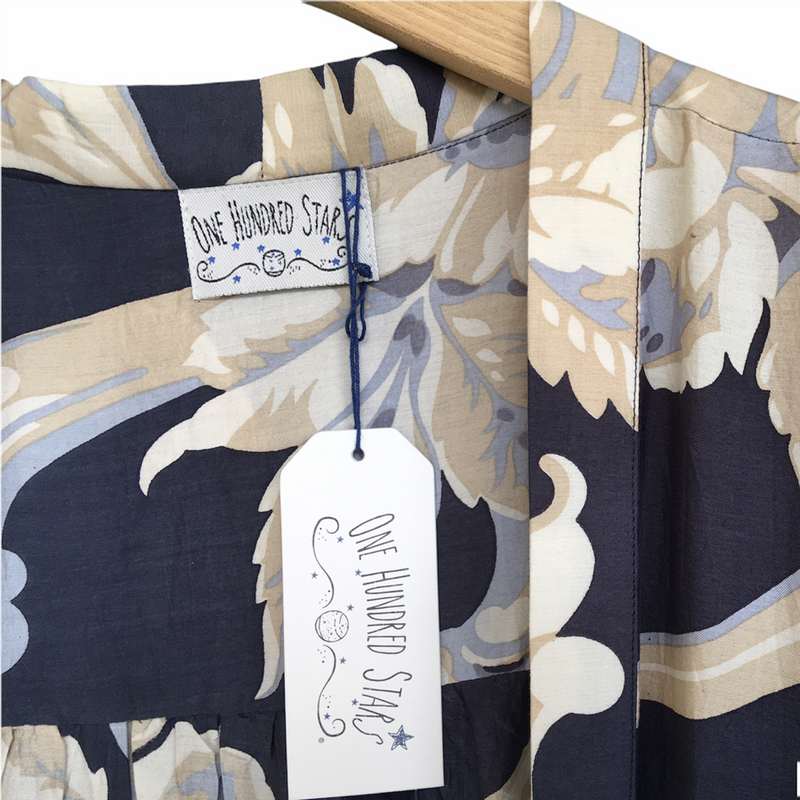 One Hundred Stars Plaster Roses Duster Coat Midnight on hanger label detail