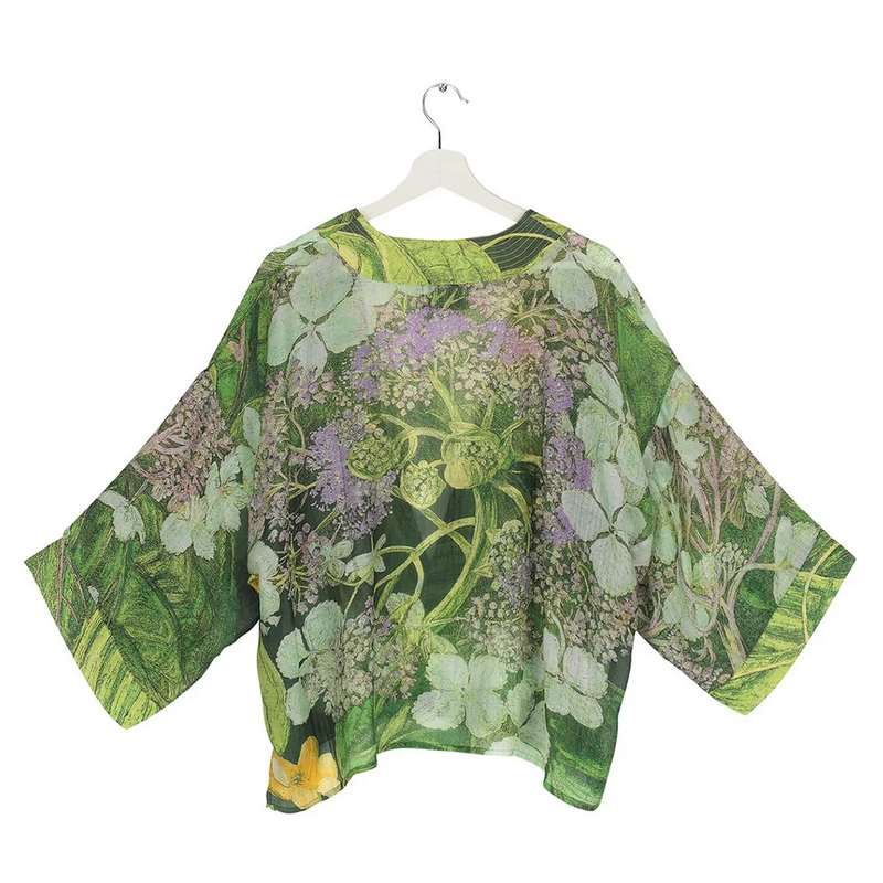 One Hundred Stars RBG Kew Hydrangea Lime Green Kimono back