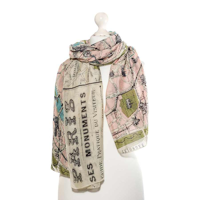 One Hundred Stars Scarf Paris Monuments Map on mannequin