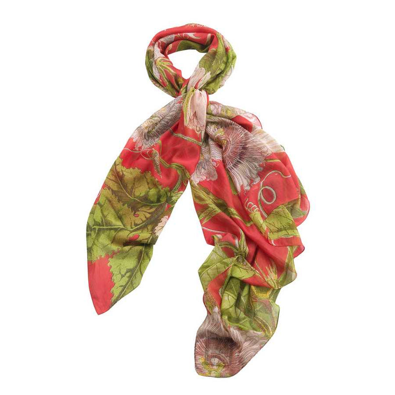One Hundred Stars Scarf Passion Flower Scarlet Red knotted