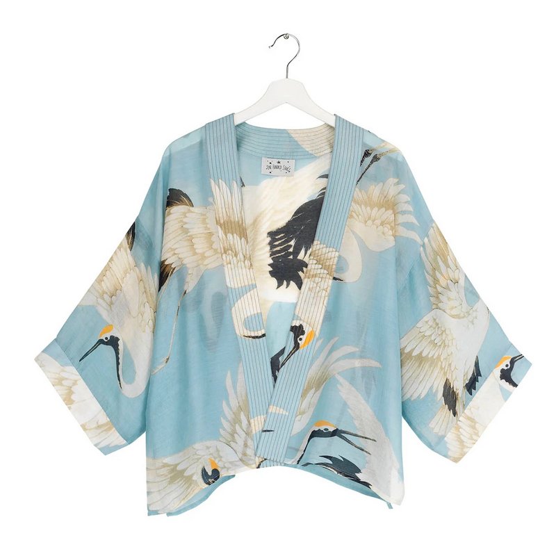 One Hundred Stars Stork Kimono Blue Sky KIMSTOSKY front