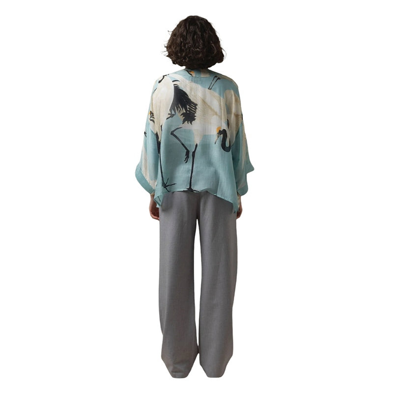 One Hundred Stars Stork Kimono Blue Sky KIMSTOSKY on model back