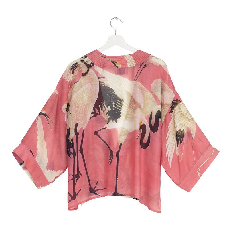 One Hundred Stars Stork Lipstick Pink Kimono back
