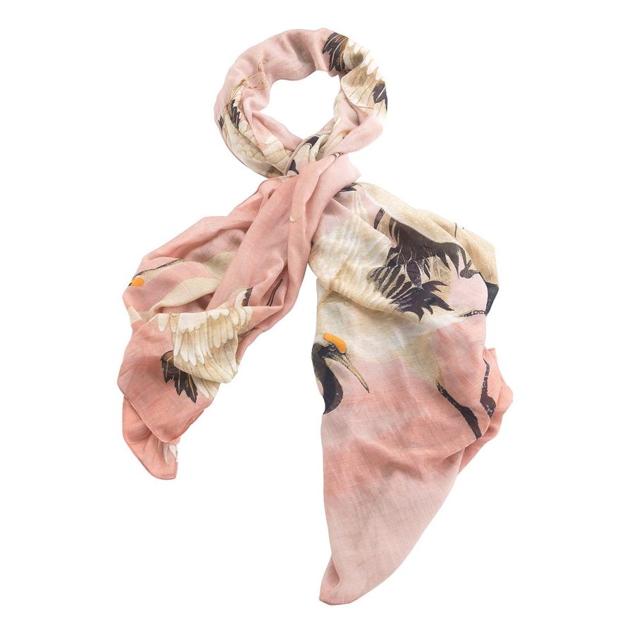 One Hundred Stars Stork Plaster Pink Scarf knotted