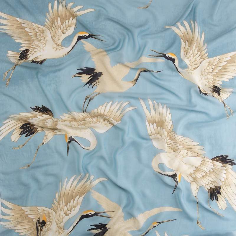 One Hundred Stars Stork Scarf Sky Blue SCASTOSKY fabric