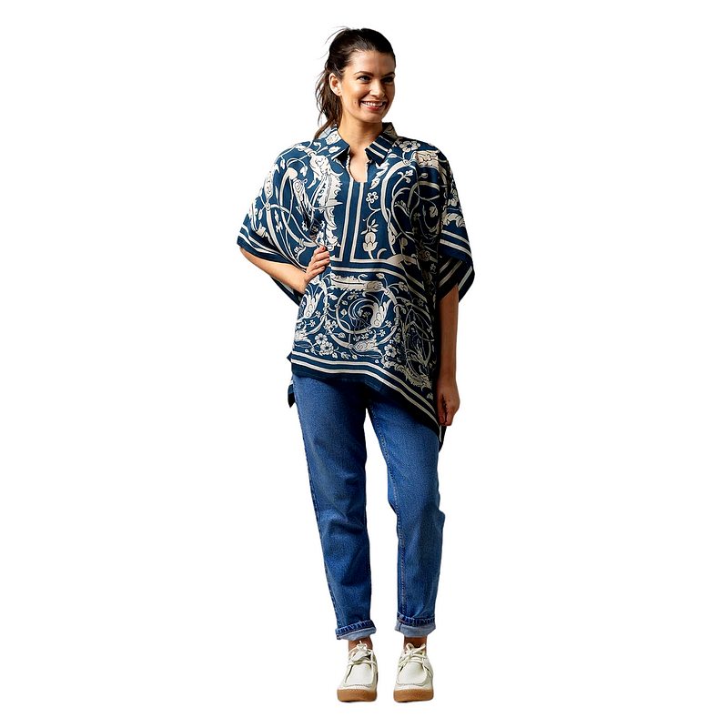 One Hundred Stars Tunic Top Jaiper Blue TPTJAIBLU on model front full-length