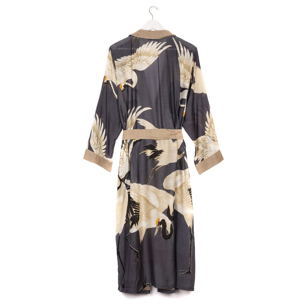 One Hundred Stars Dressing Gown Stork Charcoal back