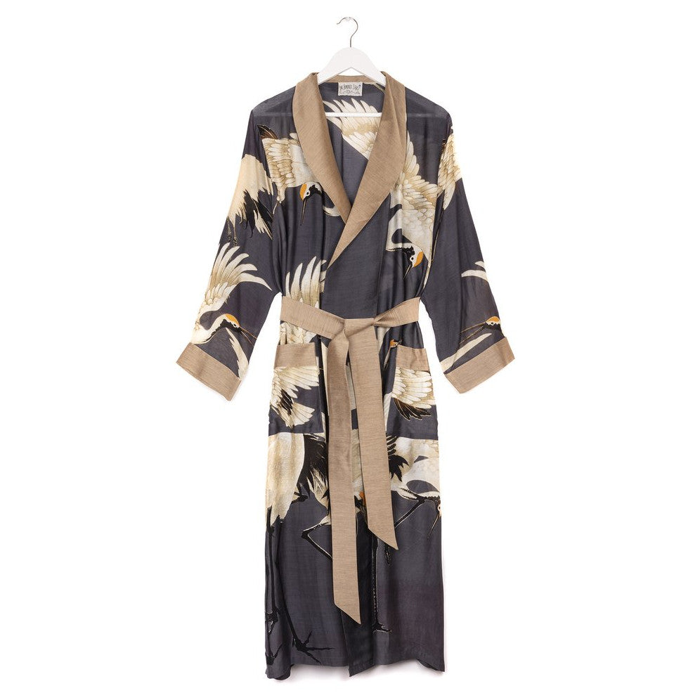 One Hundred Stars Dressing Gown Stork Charcoal front