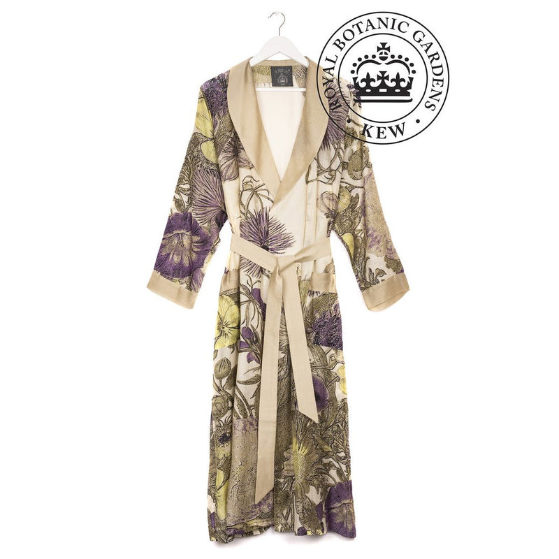 One Hundred Stars Kew Gardens Purple Thistle Dressing Gown front