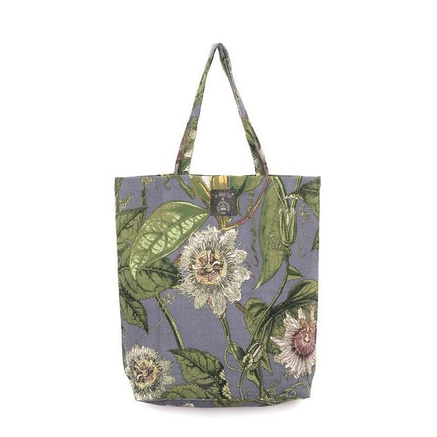 One Hundred Stars Kew Grey Passion Flower Cotton Tote Bag