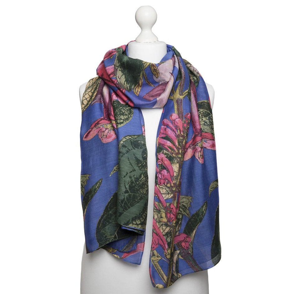One Hundred Stars Kew Magnolia Purple Scarf on mannequin
