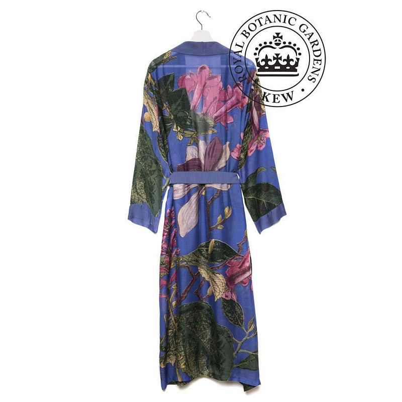 One Hundred Stars Kew Magnolia on Purple Dressing Gown back
