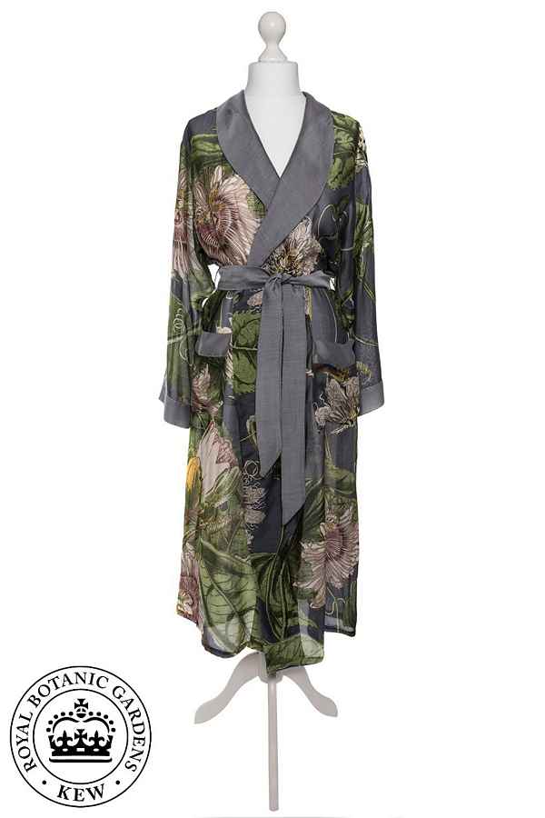 One Hundred Stars Kew Passion Flower Grey Gown on mannequin front