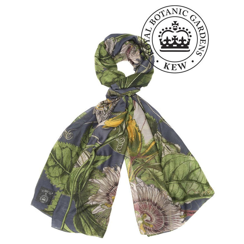One Hundred Stars Kew Passion Flower Grey Scarf