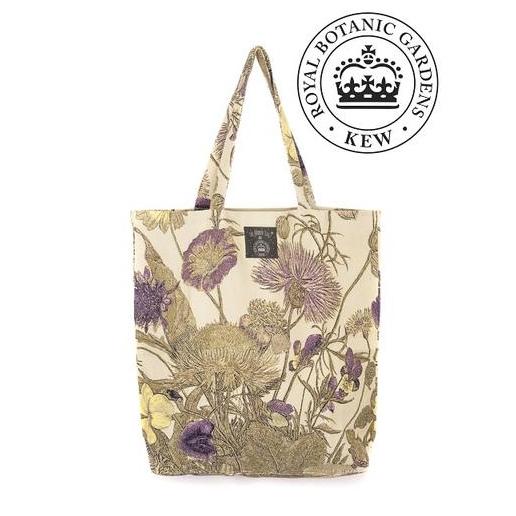 One Hundred Stars Kew Purple Thistle Cotton Tote Bag with RBG logo