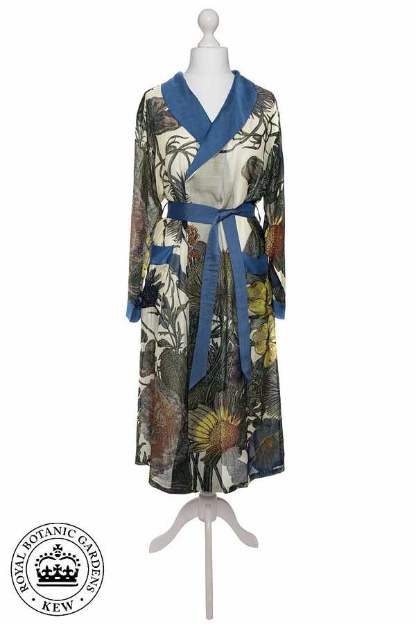 One Hundred Stars Kew Thistle Dressing Gown on mannequin front