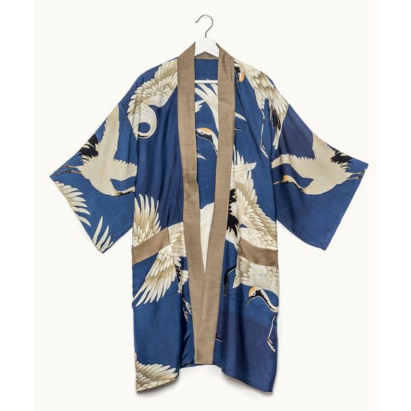 One Hundred Stars Stork Collar Kimono Blue front