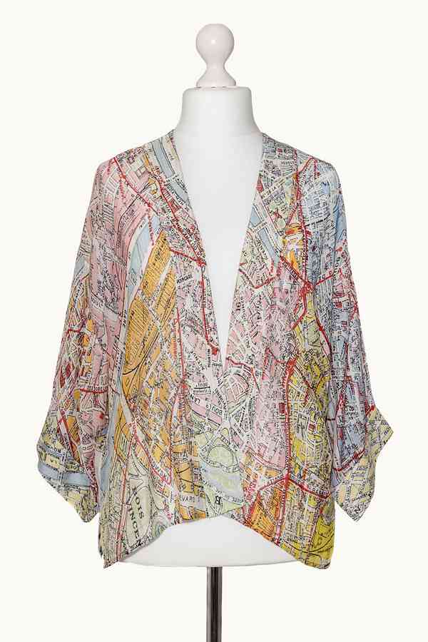 One Hundred Stars Valerie Paris Street Map Mini Kimono on mannequin