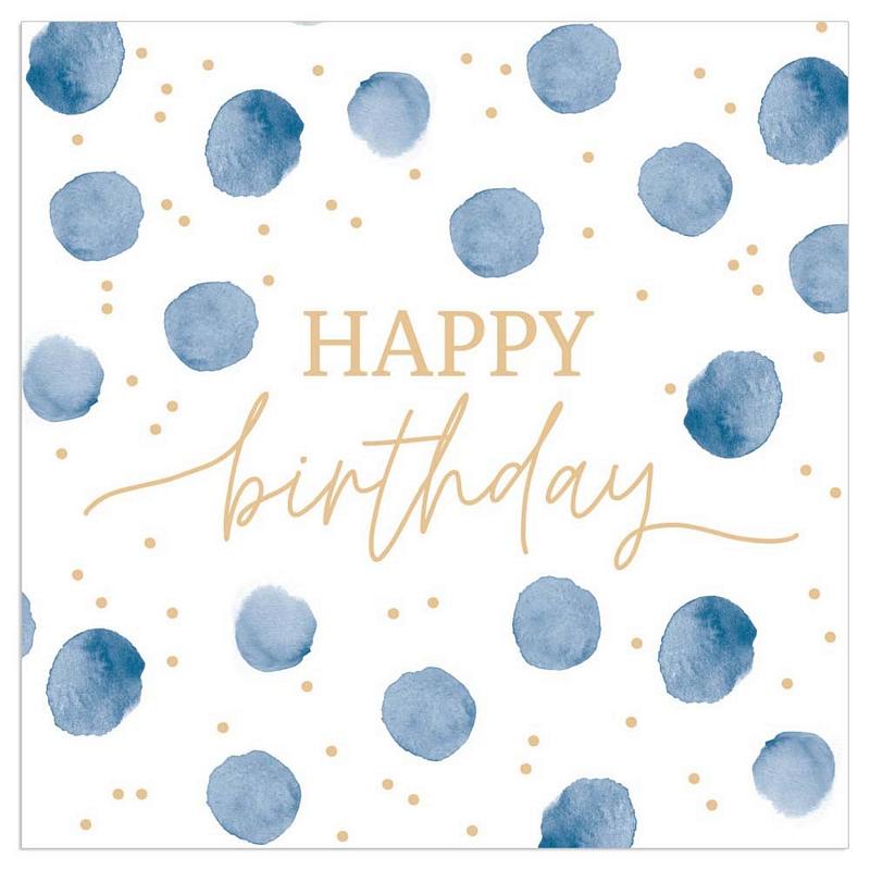 Paper Napkins Blue Dot Happy Birthday