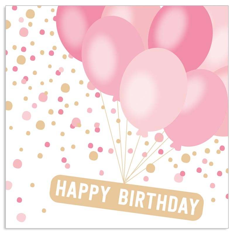 Paper Napkins Pink Balloons Happy Birthday 132263 front