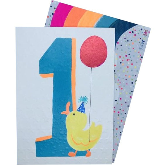Paper Salad Age 1 Boy Duckling Birthday Card