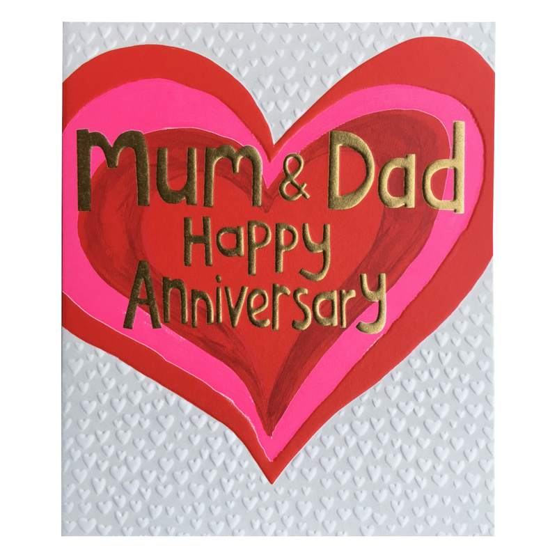 Paper Salad Greetings Cards Mum & Dad Happy Anniversary Hearts HD20106 front