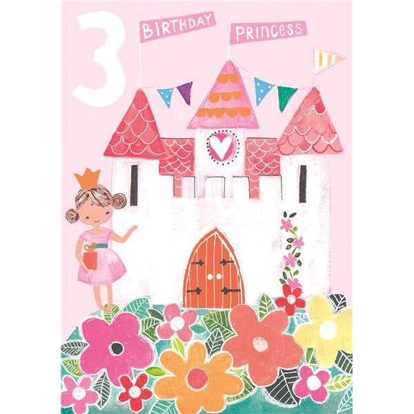 Paper Salad Publishing Age 3 Girl Princess Birthday Card HL1908 front