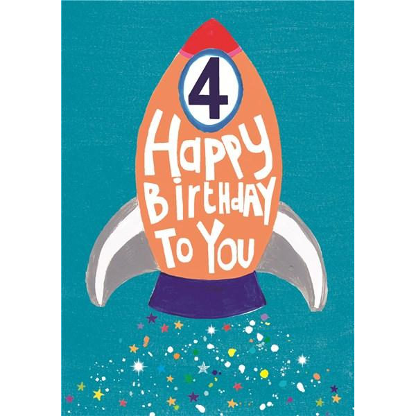 Paper Salad Publishing Age 4 Boy Rocket Birthday Card HL1904 front