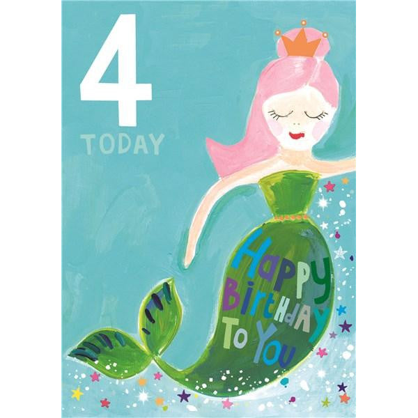 Paper Salad Publishing Age 4 Girl Mermaid Birthday Card HL1909 front