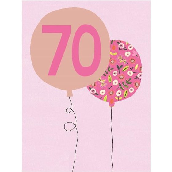 Paper Salad Publishing Greetings Card 70 Birthday Balloons JA18108 front