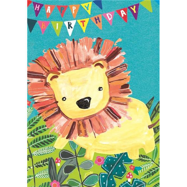 Paper Salad Publishing Happy Birthday Lion Card HL1922 front