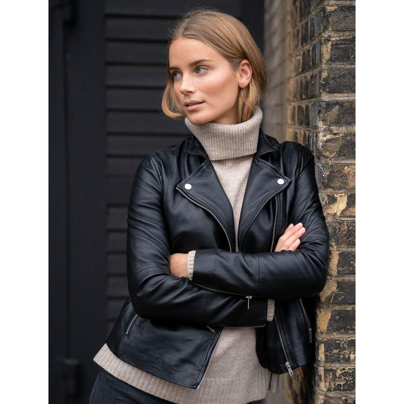 Part Two Clothing Frances Black Leather Jacket on model