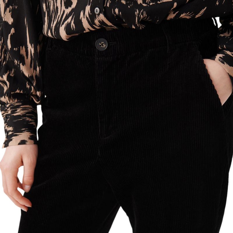 Part Two Clothing Misha Cord Trousers Black 30305538-194008 on model button detail
