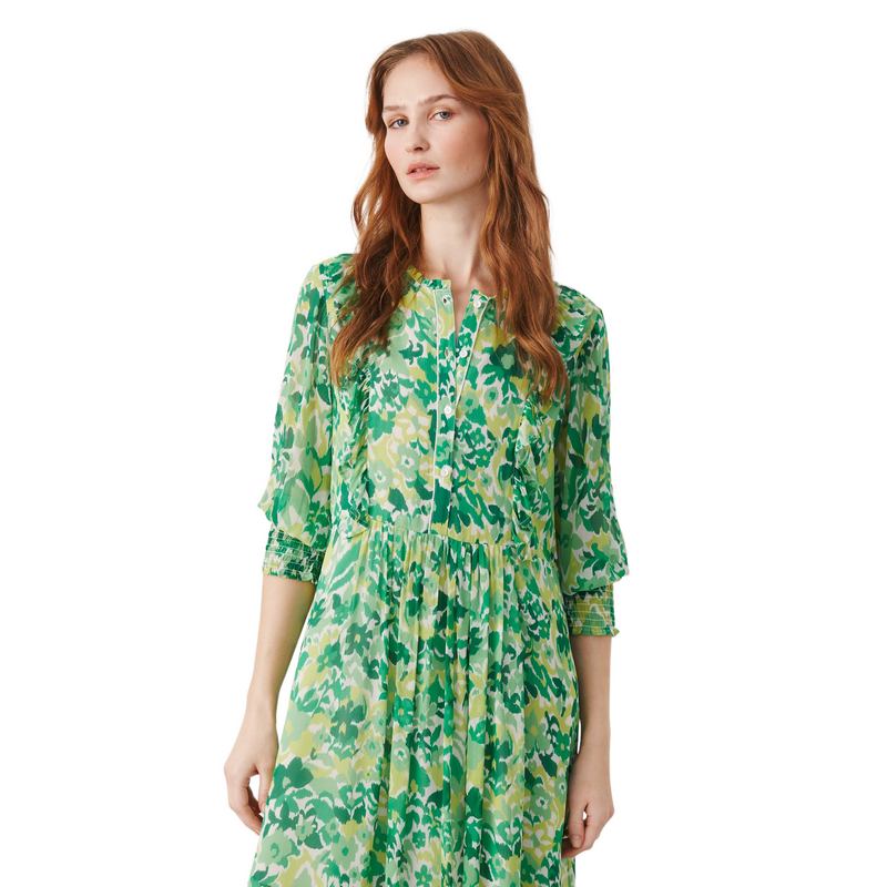 Part Two Clothing Sila Dress Green Gradient Print 30307557-301866 on model 1 front close-up