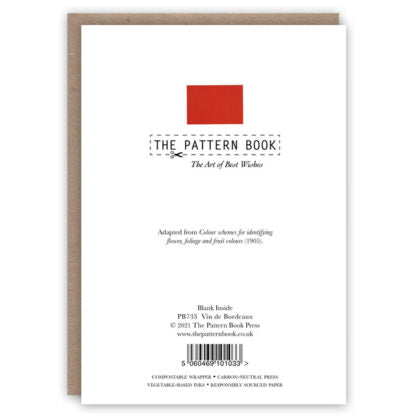 Pattern Book Colour Theory Greetings Card Vin de Bordeaux PB733 back
