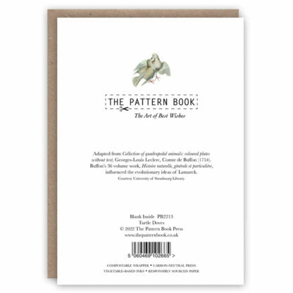 Pattern Book Turtle Doves Greetings Card PB2213 back