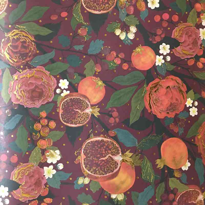 Pomegranites and Roses Christmas Gift Wrap GWX43
