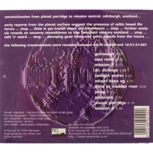 Porridge Men Planet Porridge RECD519 CD back