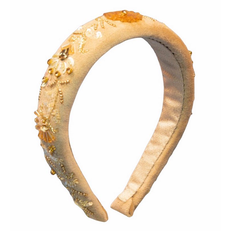 Powder Design Beaded Velvet Headband Champagne PHB9 main