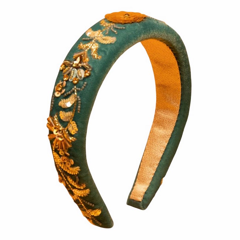 Powder Design Beaded Velvet Headband Teal PHB7 main