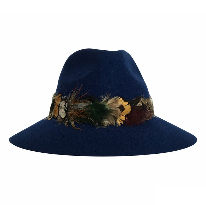 Powder Design Feather Band Felt Fedora Hat Navy FEA8 front