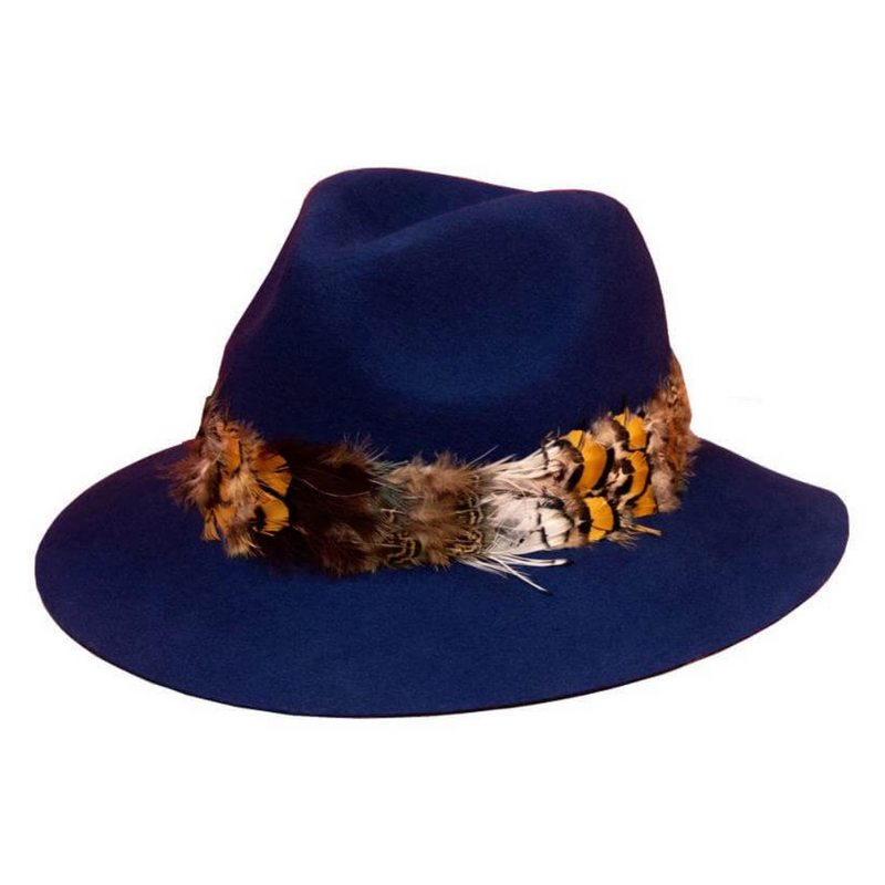 Powder Design Feather Band Felt Fedora Hat Navy FEA8 main