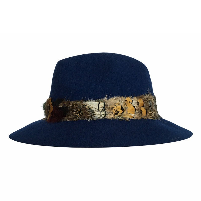 Powder Design Feather Band Felt Fedora Hat Navy FEA8 side