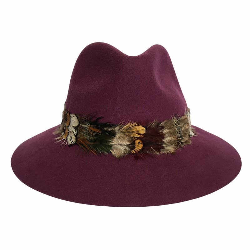 Feather Band Felt Fedora Damson