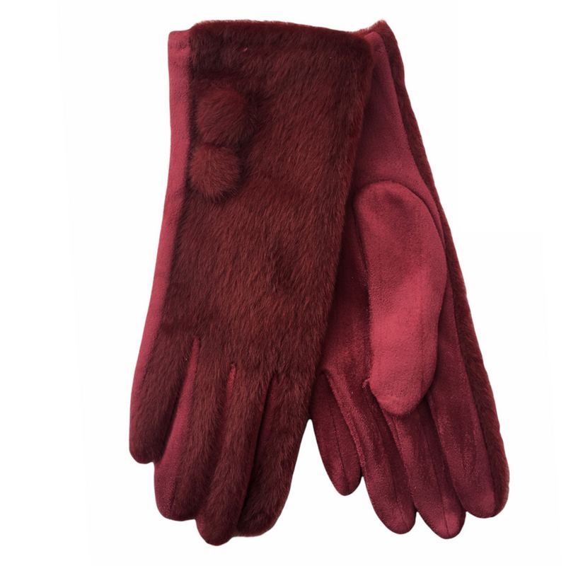 Powder Design Grace Faux Fur Back Gloves Berry GRA4 pair