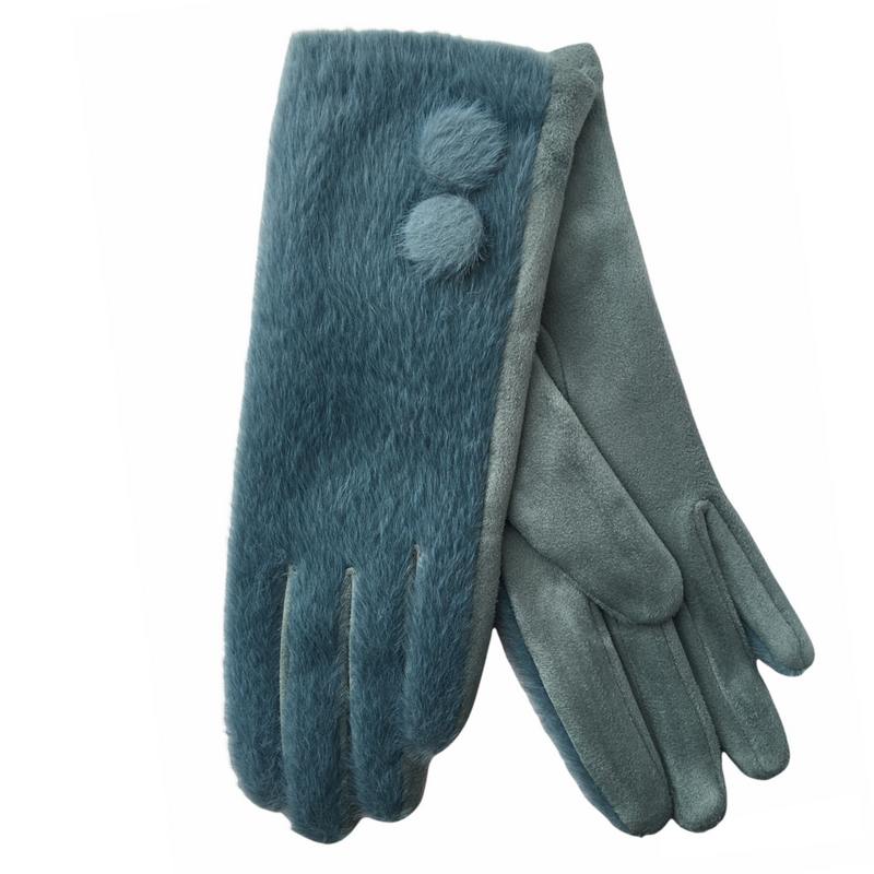 Powder Design Grace Faux Fur Back Gloves Denim GRA7 pair
