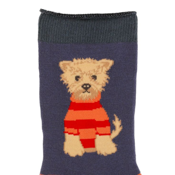 Powder Designs Bamboo Ladies Socks Westie Denim SOC547 detail