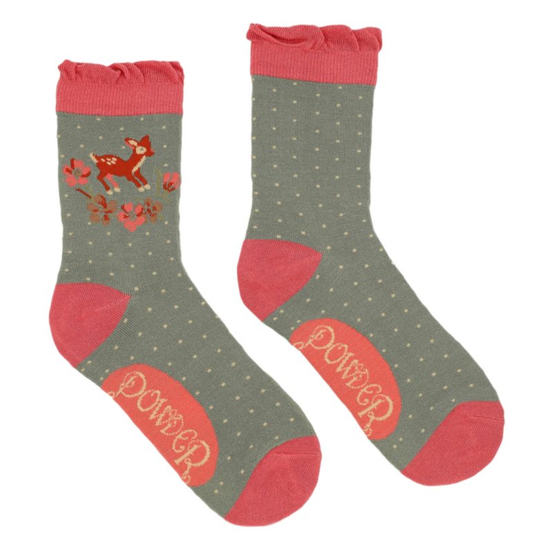 Powder Designs Bamboo Ladies Socks Vintage Fawn Sage SOC526 front and back