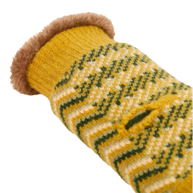 Powder Designs Cosy Wrist Warmers Zig Zag Mustard COS99 detail