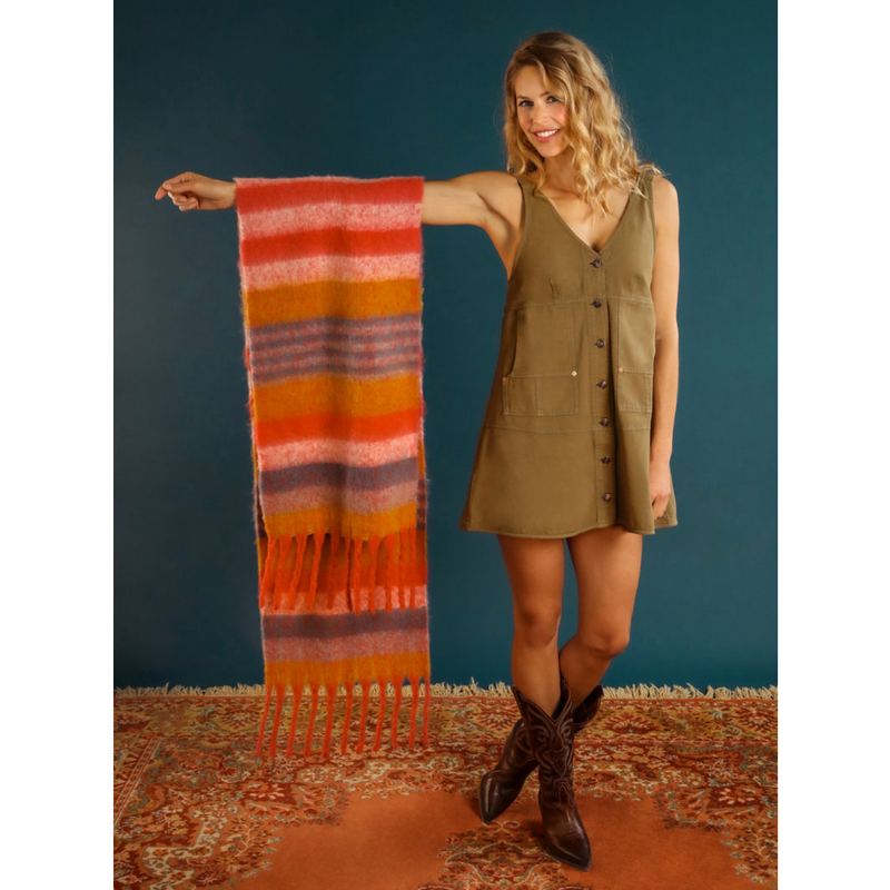 Powder Designs Enid Cosy Scarf Tangerine & Denim ENI2 lifestyle